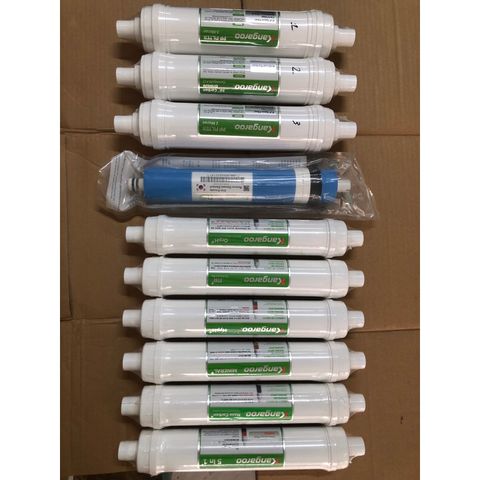 Bộ 10 Lõi Lọc Nước KANGAROO KG100HK - Lõi Màng RO 2012-100G và 6 Lõi Chức Năng cho Máy Lọc Nước Hydrogen Chính Hãng