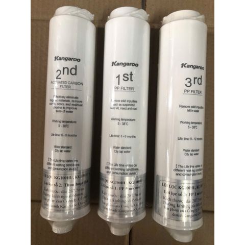 Lõi Lọc Đúc 1,2,3 Kangaroo Chính Hãng Dành Cho Máy KG100HU, KG100MED, KG100EED - Bộ 3 Lõi Thay Thế Chất Lượng Cao