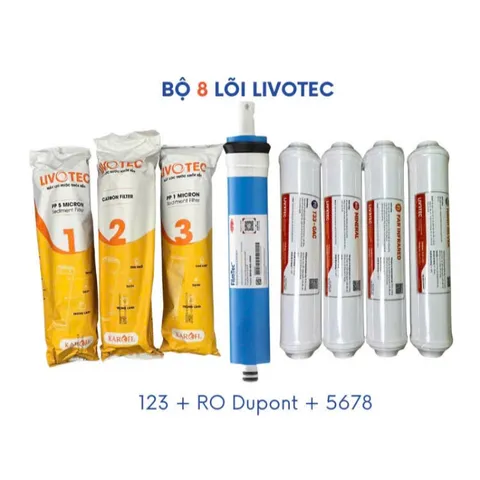 Bộ 8 Lõi Lọc Nước LIVOTEC Karofi - Thay Thế Cho Máy Lọc RO, Loại Bỏ Tạp Chất, Nước Sạch Tinh Khiết, Hàng Chính Hãng