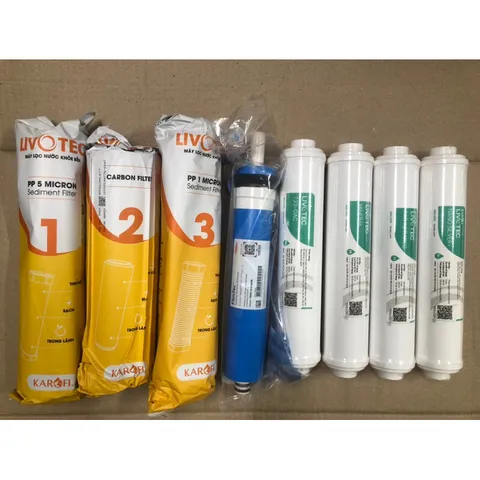 Bộ 8 Lõi Lọc Nước LIVOTEC Karofi - Thay Thế Cho Máy Lọc RO, Loại Bỏ Tạp Chất, Nước Sạch Tinh Khiết, Hàng Chính Hãng