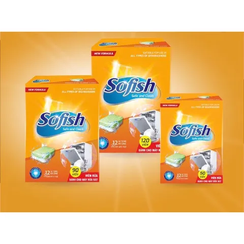 Viên Rửa Bát Sofish Chính Hãng - Hiệu Quả Làm Sạch Nhanh, Không Mùi, Tương Thích Với Máy Rửa Chén Bosch, Teka, Hafele, Malloca, Candy