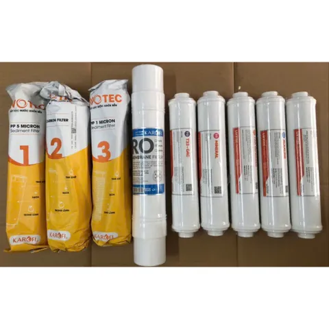Bộ 9 Lõi Lọc Nước LIVOTEC Karofi - Lọc Thô 123 và Màng RO Đúc Hàn Quốc, Bao Gồm 5 Lõi Chức Năng Đặc Biệt