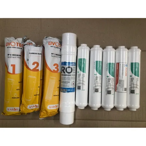 Bộ 9 Lõi Lọc Nước LIVOTEC Karofi - Lọc Thô 123 và Màng RO Đúc Hàn Quốc, Bao Gồm 5 Lõi Chức Năng Đặc Biệt