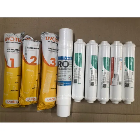 Bộ 9 Lõi Lọc Nước LIVOTEC Karofi - Lọc Thô 123 và Màng RO Đúc Hàn Quốc, Bao Gồm 5 Lõi Chức Năng Đặc Biệt