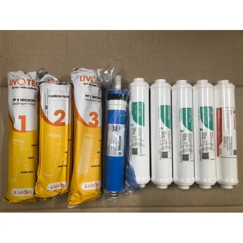 Bộ Lõi Lọc Nước RO LIVOTEC Karofi [COMBO 9 Lõi] - Chính Hãng, Thay Thế Máy Lọc Nước RO Từ Karofi, Kangaroo, SUNHOUSE