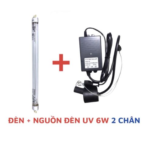 Bộ Sản Phẩm Thay Thế: Nguồn Ballast Đèn UV + Bóng Đèn UV 6W 2 Chấu - Diệt Khuẩn Hiệu Quả 99,99% cho Máy Lọc Nước RO
