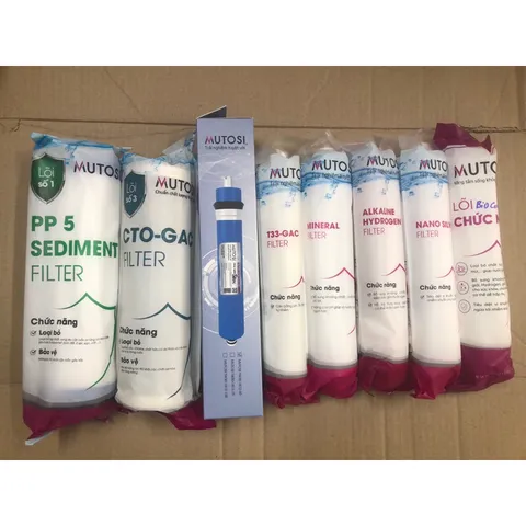 Bộ 8 Lõi Lọc Thay Thế Cho Máy Lọc Nước MUTOSI Hydrogen Pro Plus Ion Kiềm MP-F081-HC4H5 - Chính Hãng, Tinh Khiết và An Toàn