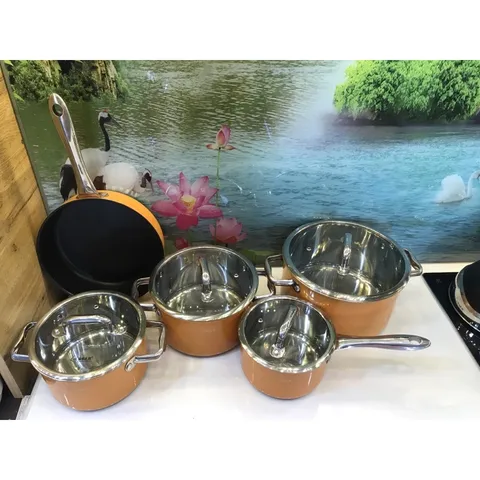 [Inox 304] Bộ nồi từ chảo 5 chiếc cao cấp ARBER làm bằng chất liệu thép không gỉ,  3 đáy siêu bền - BH 1 năm
