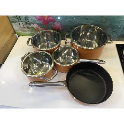 [Inox 304] Bộ nồi từ chảo 5 chiếc cao cấp ARBER làm bằng chất liệu thép không gỉ,  3 đáy siêu bền - BH 1 năm