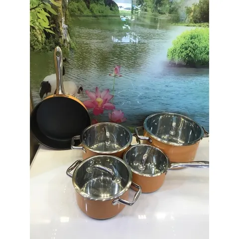 [Inox 304] Bộ nồi từ chảo 5 chiếc cao cấp ARBER làm bằng chất liệu thép không gỉ,  3 đáy siêu bền - BH 1 năm