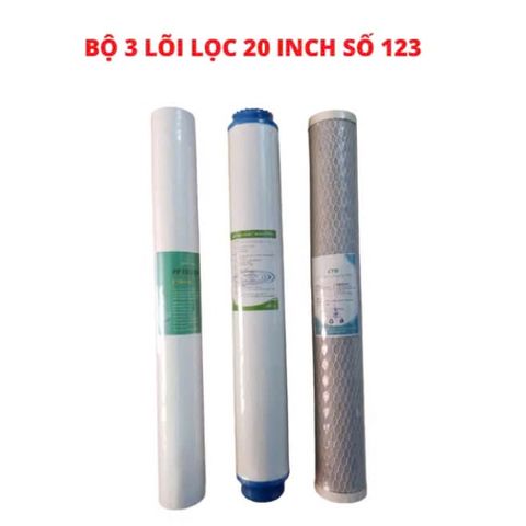 Bộ 3 Lõi Lọc Nước 20 Inch - PP5, UDF-GAC, CTO - Thay Thế Lõi Lọc Nước RO - Hiệu Quả Cao và Dễ Dàng Sử Dụng