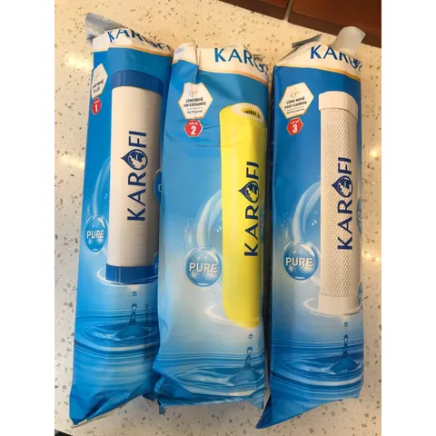 Bộ 3 Lõi Lọc Nước Karofi 1 2 3 - Chính Hãng Dành Cho Nước Cứng Nhiễm Đá Vôi - Bảo Vệ Màng RO Hiệu Quả