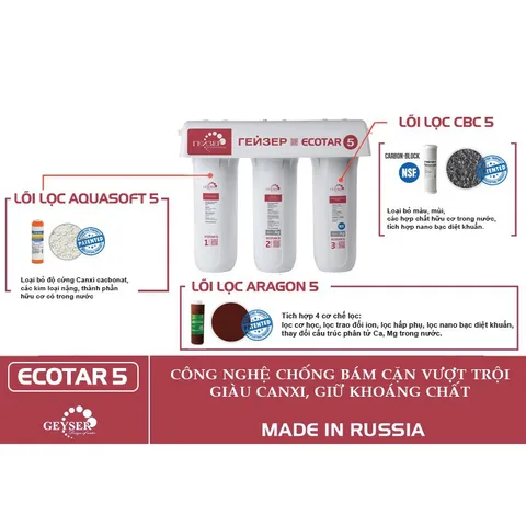 Máy Lọc nước Nano Geyser Ecotar 5 - Hàng chính hãng LB Nga - Made in Russia - Bảo hành 3 năm