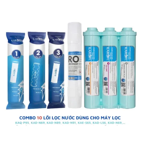 Bộ 10 Lõi Lọc Nước Karofi Chính Hãng - Bao Gồm Lõi 123 SMAX PRO, Màng RO Hàn Quốc, Hiệu Suất Cao, Duy Trì Chất Lượng Nước Tối Ưu