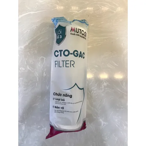 Lõi Lọc Nước Mutosi CTO-GAC - Lõi Than Nén Chính Hãng cho Máy Lọc Nước, Khử Clo và Chất Độc, Bảo Vệ Màng RO