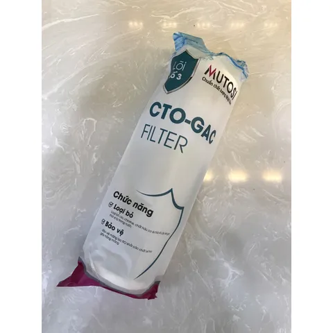 Lõi Lọc Nước Mutosi CTO-GAC - Lõi Than Nén Chính Hãng cho Máy Lọc Nước, Khử Clo và Chất Độc, Bảo Vệ Màng RO