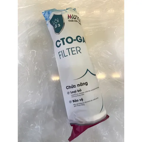 Lõi Lọc Nước Mutosi CTO-GAC - Lõi Than Nén Chính Hãng cho Máy Lọc Nước, Khử Clo và Chất Độc, Bảo Vệ Màng RO