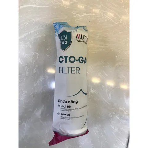 Lõi Lọc Nước Mutosi CTO-GAC - Lõi Than Nén Chính Hãng cho Máy Lọc Nước, Khử Clo và Chất Độc, Bảo Vệ Màng RO