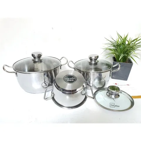 [KM] Bộ 3 Nồi nấu từ Fivestar nắp kính - Sử dụng được trên tất cả các loại bếp -Bảo Hành 5 năm