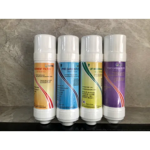 Combo 4 Lõi Lọc Nước Hàn Quốc 8inch - Loại U, Dài 23cm - Thay Thế Máy Lọc Cuckoo, Nước Sạch & An Toàn