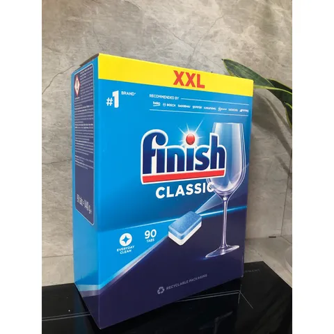 Hộp Viên Rửa  FINISH CLASSIC 90 Viên  -  Xuất xứ: Châu Âu - Làm sạch hiệu quả sẽ xử lý tất cả các vết bẩn thức ăn