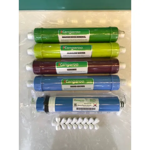 Combo 5 Lõi Lọc Nước Kangaroo 45678 - Hợp chuẩn RO, Nano Bạc, Alkaline, Ceramic, Maifan - Cung cấp khoáng sạch, an toàn cho sức khỏe