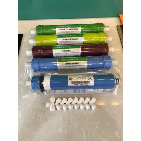 Combo 5 Lõi Lọc Nước Kangaroo 45678 - Hợp chuẩn RO, Nano Bạc, Alkaline, Ceramic, Maifan - Cung cấp khoáng sạch, an toàn cho sức khỏe