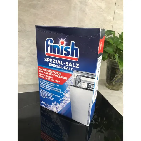 Muối Làm Mềm Nước Finish 1.2KG - Bảo Vệ Máy Rửa Bát, Ngăn Ngừa Bám Cặn Canxi Magie, Hàng Nhập Khẩu Đức