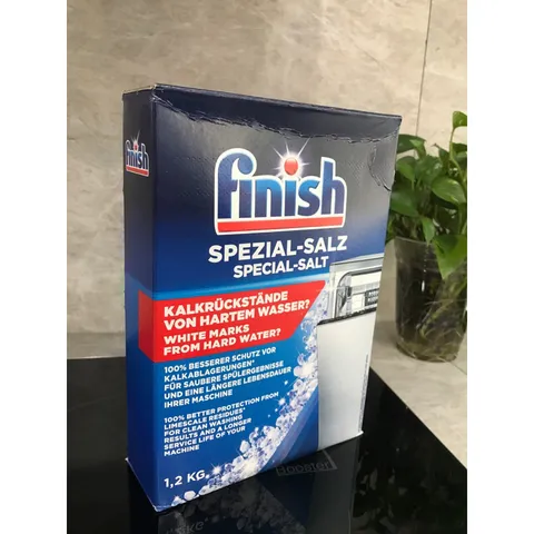 Muối Làm Mềm Nước Finish 1.2KG - Bảo Vệ Máy Rửa Bát, Ngăn Ngừa Bám Cặn Canxi Magie, Hàng Nhập Khẩu Đức