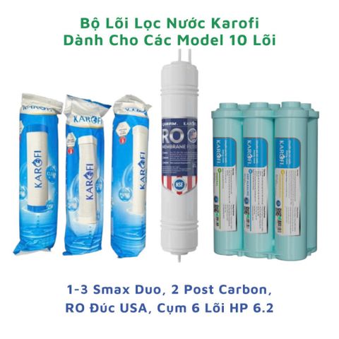 Bộ 10 Lõi Lọc Nước KAROFI Chính Hãng - Thay Thế Máy KAD-D52, KAD-D68, KAD-X39 - Hiệu Suất Cao, An Toàn cho Sức Khỏe