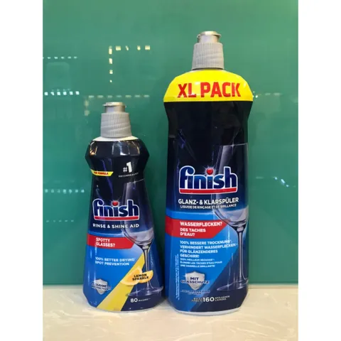 Nước làm bóng chén đĩa FINISH 5 trong 1 - Hàng chính hãng từ Châu Âu, giúp sáng bóng và khô nhanh hiệu quả, an toàn cho sức khỏe