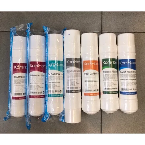 Bộ 7 Lõi Lọc Nước Korihome Chính Hãng - Lõi Sediment, Pre Carbon, RO, Post Carbon, Hydrogen Alkaline, Nano Silver - 100% Chất Lượng Cao
