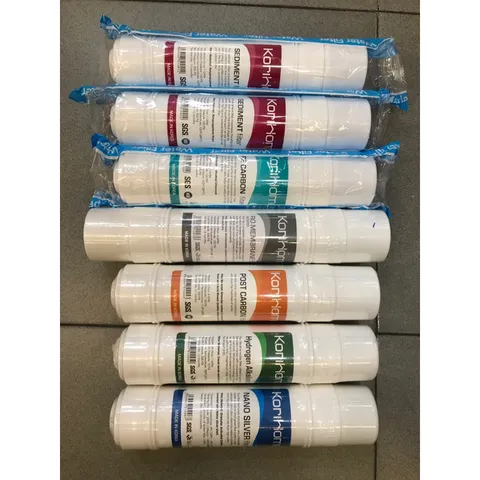 Bộ 7 Lõi Lọc Nước Korihome Chính Hãng - Lõi Sediment, Pre Carbon, RO, Post Carbon, Hydrogen Alkaline, Nano Silver - 100% Chất Lượng Cao
