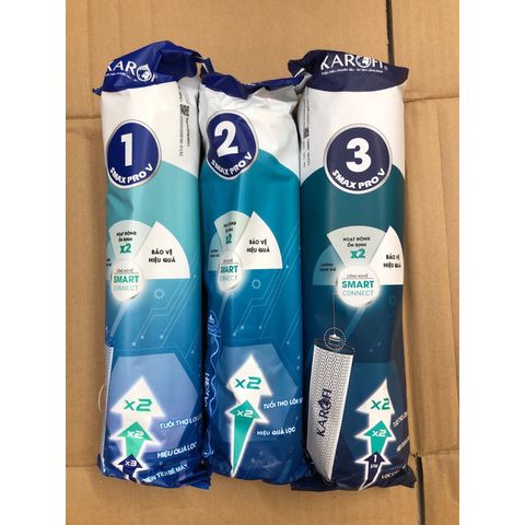 Bộ 3 Lõi Lọc 123 KAROFI SMAX PRO V - Thiết bị lọc nước chính hãng cho model KAQ-X16, KAQ-X26 - Bảo vệ sức khỏe gia đình bạn