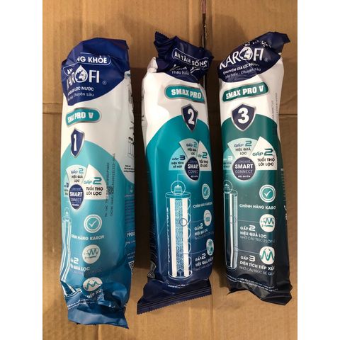 Bộ 3 Lõi Lọc 123 KAROFI SMAX PRO V - Thiết bị lọc nước chính hãng cho model KAQ-X16, KAQ-X26 - Bảo vệ sức khỏe gia đình bạn