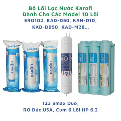 Bộ Lõi Lọc Nước KAROFI Chính Hãng - Thay Thế cho KAD-D50, C55, M28 - Công Nghệ Vi Lọc và Than Hoạt Tính
