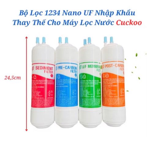 Bộ 4 Lõi Lọc Nước U/F Đầu U 25cm - Chính Hãng Nhập Khẩu Hàn Quốc, Thay Thế Máy Lọc Nước Cuckoo, Canzy, Ryo, Newlife