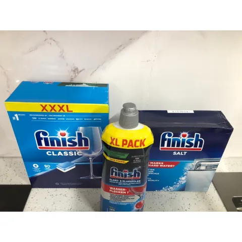 COMBO 3 Sản Phẩm FINISH [Hộp 90 Viên + Muối 2Kg + Nước Bóng 800ML] - Hàng chính hãng - Chuyên dùng cho các loại máy rửa