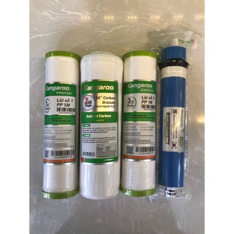 Bộ 4 Lõi Lọc Nước KANGAROO 1234 - Hàng Chính Hãng, Lọc Sạch Vi Rút, Vi Khuẩn, Tăng Cường An Toàn Cho Nước Uống