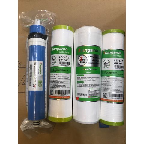 Bộ 4 Lõi Lọc Nước KANGAROO 1234 - Hàng Chính Hãng, Lọc Sạch Vi Rút, Vi Khuẩn, Tăng Cường An Toàn Cho Nước Uống