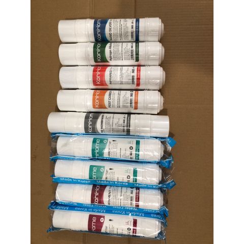 Bộ 9 Lõi Lọc Nước KORIHOME Chính Hãng - Thay Thế Cho Máy Lọc WPK-915, Bao Gồm Sediment, Pre Carbon, RO, Post Carbon, Hydrogen Alkaline, Nano Silver