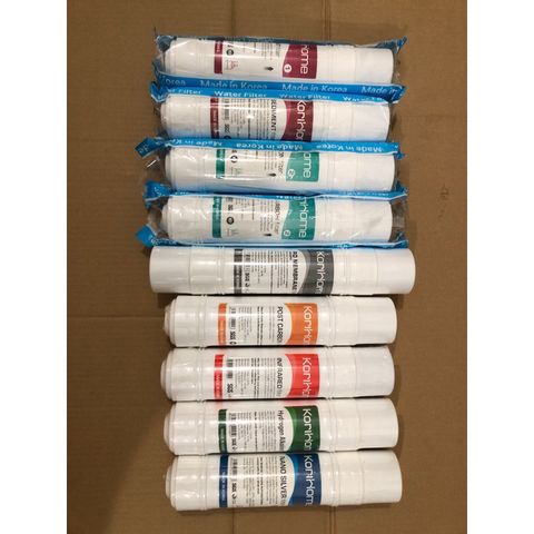 Bộ 9 Lõi Lọc Nước KORIHOME Chính Hãng - Thay Thế Cho Máy Lọc WPK-915, Bao Gồm Sediment, Pre Carbon, RO, Post Carbon, Hydrogen Alkaline, Nano Silver