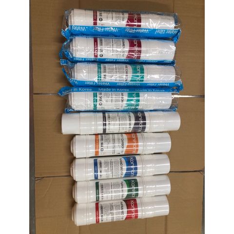 Bộ 9 Lõi Lọc Nước KORIHOME Chính Hãng - Thay Thế Cho Máy Lọc WPK-915, Bao Gồm Sediment, Pre Carbon, RO, Post Carbon, Hydrogen Alkaline, Nano Silver