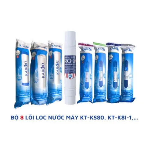 Bộ 8 Lõi Lọc Nước KAROFI Chính Hãng - Thay Thế Cho Máy Lọc KT-KS80, Loại Bỏ Tạp Chất, Cung Cấp Nước Sạch An Toàn