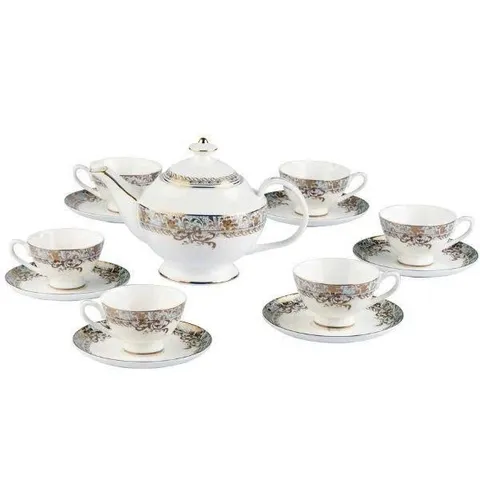 Bộ trà sứ xanh ngọc dây vàng Imperial London - Ấm và tách trà cao cấp sang trọng, thiết kế cổ điển, chất liệu sứ Tiệp quý phái