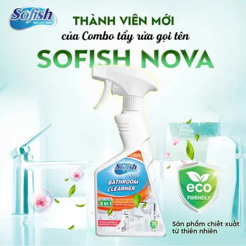 Chai Xịt Tẩy Cặn Canxi Sofish Nova 500ML - Sản phẩm chiết xuất tự nhiên, an toàn, tẩy sạch mảng bám canxi, hương đào thơm mát