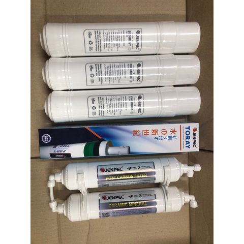 Bộ 6 Lõi Lọc Nước JENPEC Chính Hãng - Thay Thế cho Máy Lọc Nước Model A5000 - Lõi Sediment, Carbon, RO, Tinh Khiết
