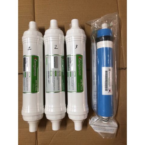 Bộ 4 Lõi Lọc Nước KANGAROO Chính Hãng - Thay Thế Máy Lọc KG100ES1, RO 2012-100G, Lọc Cặn Bẩn và Tạp Chất Xuất Sắc