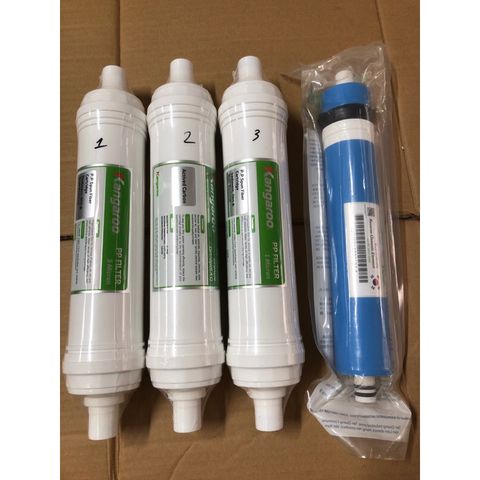 Bộ 4 Lõi Lọc Nước KANGAROO Chính Hãng - Thay Thế Máy Lọc KG100ES1, RO 2012-100G, Lọc Cặn Bẩn và Tạp Chất Xuất Sắc