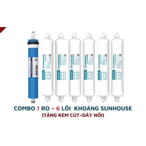 Bộ 7 Lõi Lọc Nước SUNHOUSE - Màng RO và 6 Lõi Chức Năng Thay Thế Chính Hãng cho Máy Lọc Nước